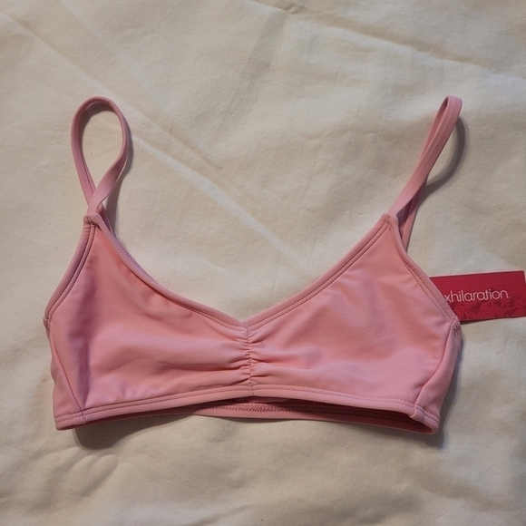 JUNIORS' Cinch-Front Bralette Bikini Top - Xhilaration Pink XS - Picture 1 of 3